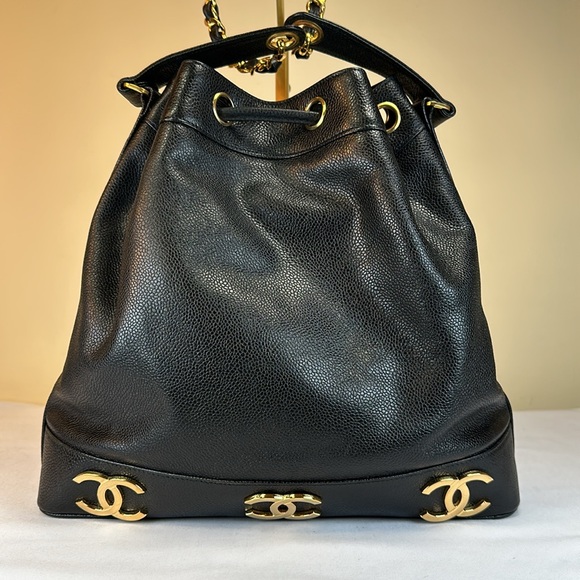 Chanel CC Black Leather Bucket Bag - Picture 7 of 16